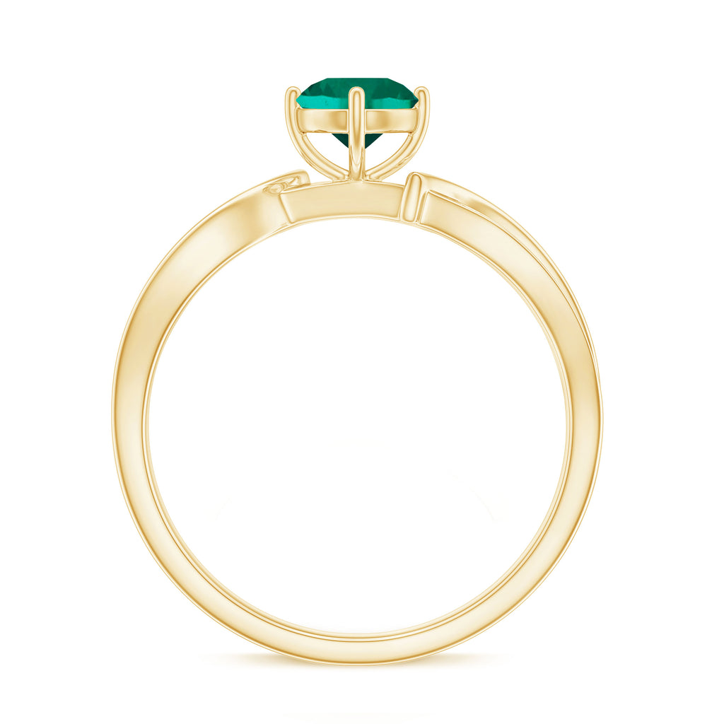 Infinity Shank Round Created Emerald Engagement Ring with Diamond Lab Created Emerald - ( AAAA ) - Quality - Rosec Jewels