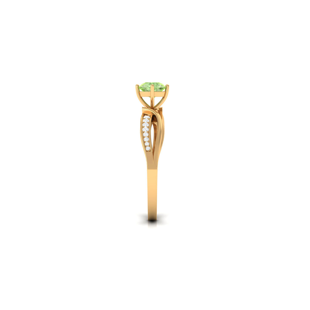 Infinity Shank Round Green Sapphire Engagement Ring with Diamond Green Sapphire - ( AAA ) - Quality - Rosec Jewels