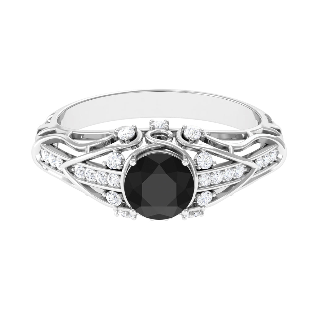 1.50 CT Black Diamond Solitaire Vintage Inspired Ring with Moissanite Black Diamond - ( AAA ) - Quality - Rosec Jewels