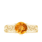 1.25 CT Vintage Style Citrine Solitaire Celtic Knot Band Ring with Diamond Citrine - ( AAA ) - Quality - Rosec Jewels