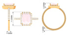 Octagon Cut Rose Quartz Halo Engagement Ring with Diamond Rose Quartz - ( AAA ) - Quality - Rosec Jewels