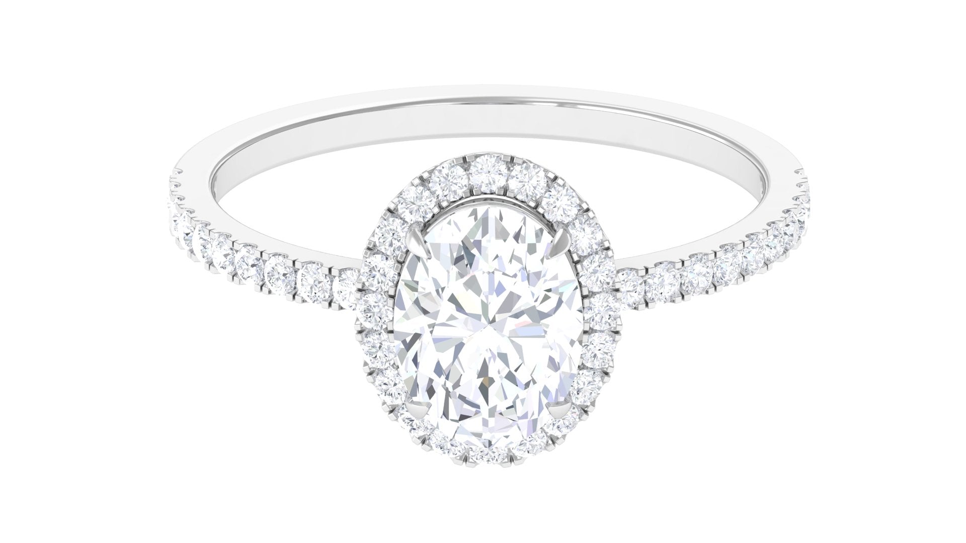 Hannah Brown Inspired Oval Moissanite Halo Engagement Ring Moissanite - ( D-VS1 ) - Color and Clarity - Rosec Jewels