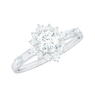 1 CT Round Moissanite Engagement Ring with Halo Moissanite - ( D-VS1 ) - Color and Clarity - Rosec Jewels