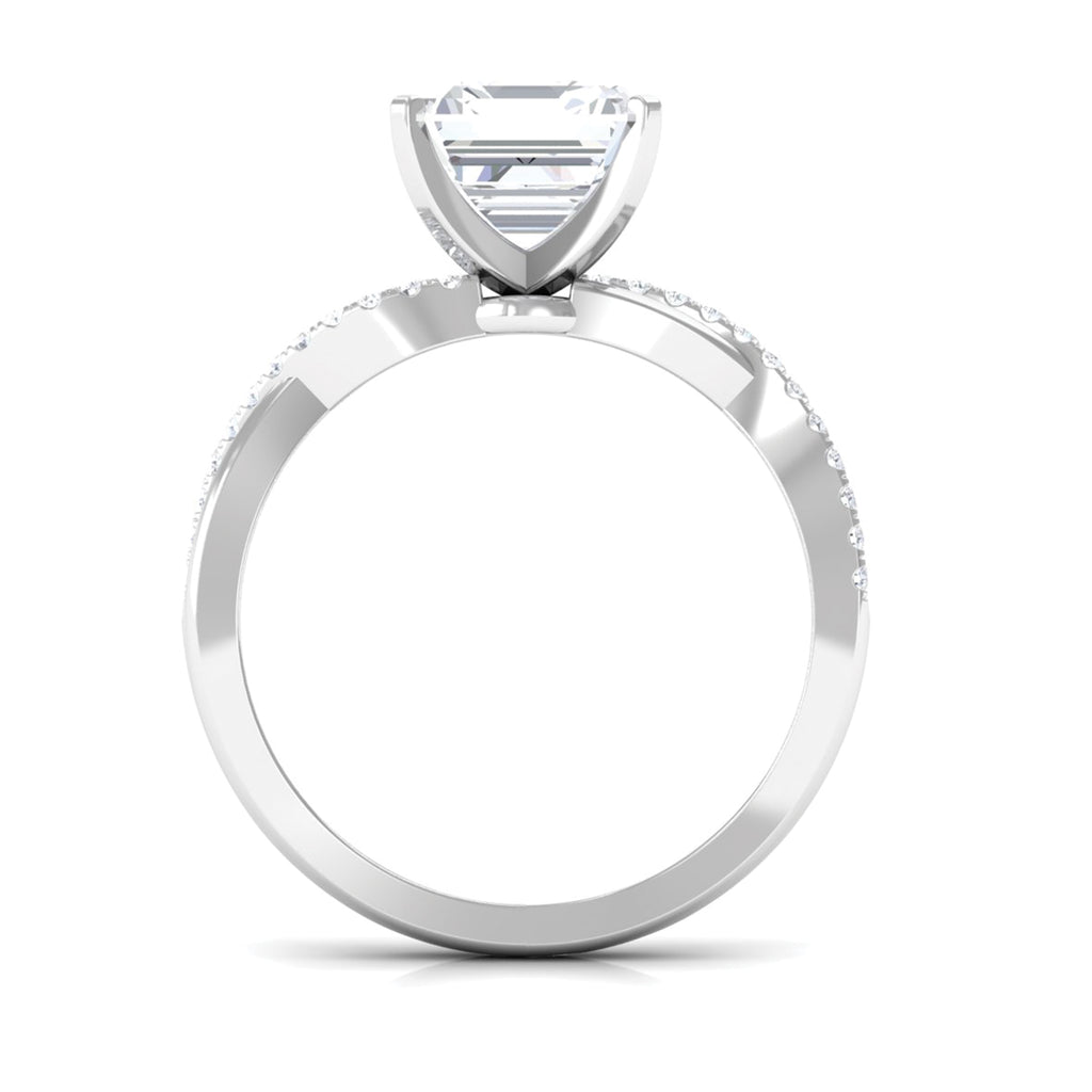 3.50 CT Asscher Cut Zircon Solitaire Engagement Ring in Infinity Shank Zircon - ( AAAA ) - Quality - Rosec Jewels