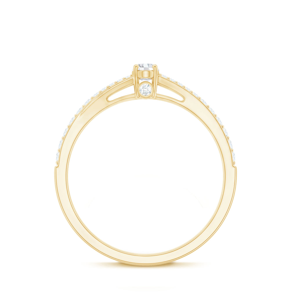 Minimal Split Shank Oval Simulated Diamond Engagement Ring Zircon - ( AAAA ) - Quality - Rosec Jewels