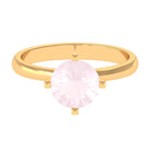 2 CT Classic Round Rose Quartz Solitaire Ring with Diamond Rose Quartz - ( AAA ) - Quality - Rosec Jewels