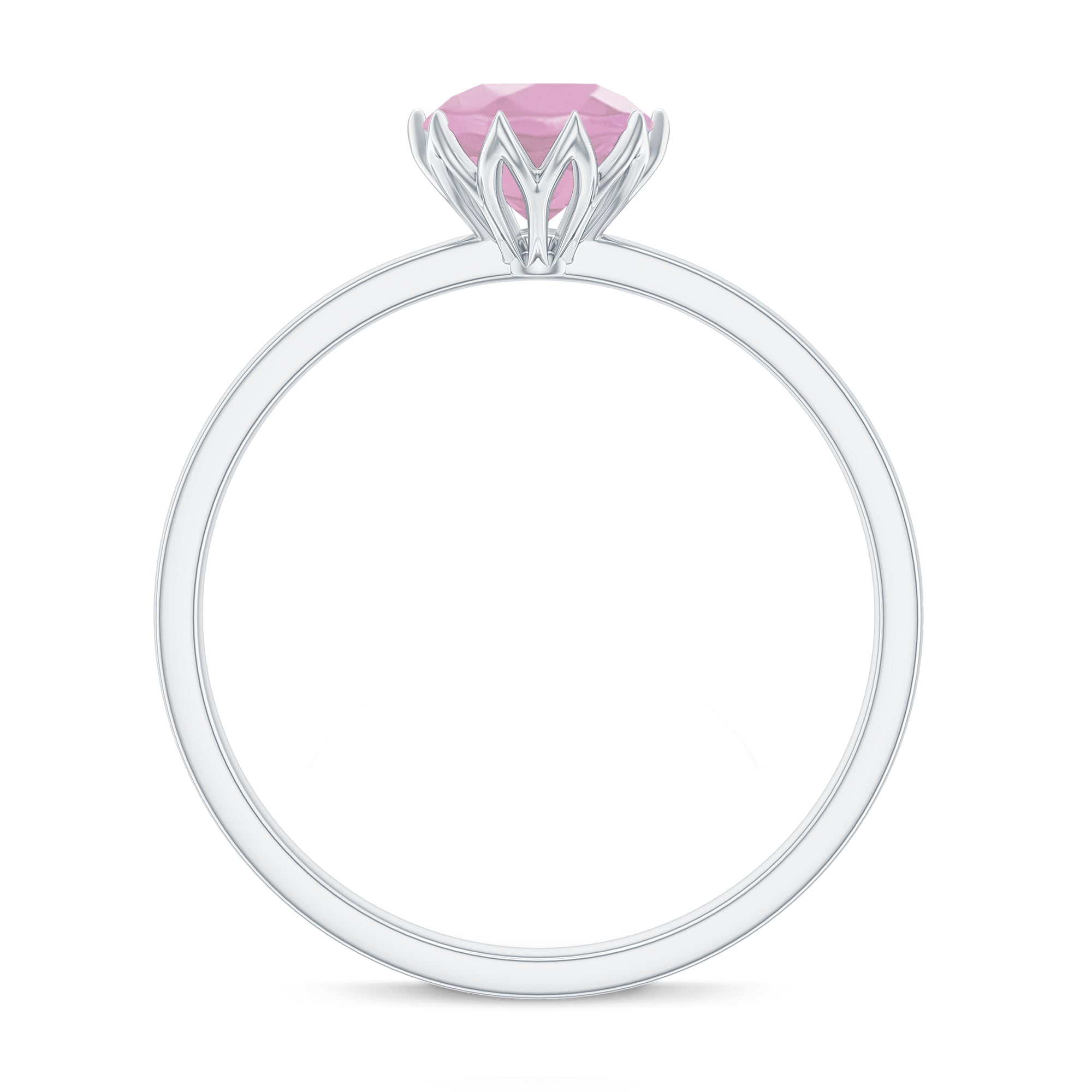 3/4 CT Rose Quartz Solitaire Ring in Lotus Basket Setting Rose Quartz - ( AAA ) - Quality - Rosec Jewels