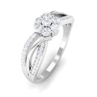 Certified Moissanite Flower Engagement Ring in Infinity Shank Moissanite - ( D-VS1 ) - Color and Clarity - Rosec Jewels
