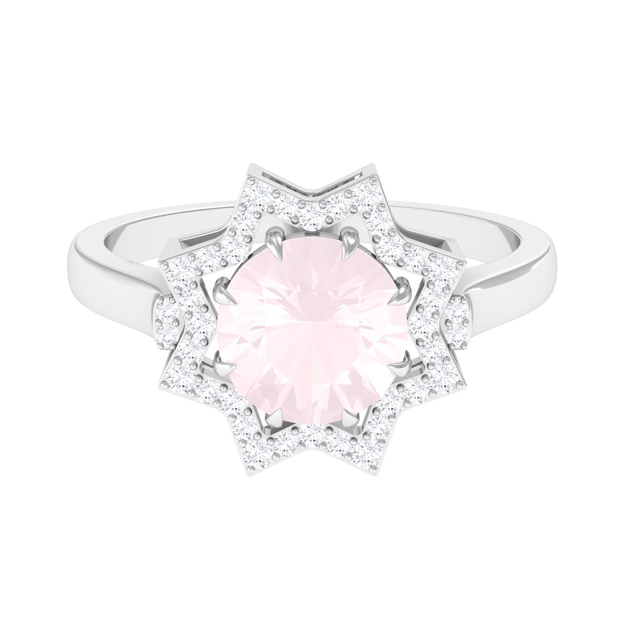 2.5 CT Rose Quartz Star Shape Engagement Ring with Diamond Rose Quartz - ( AAA ) - Quality - Rosec Jewels