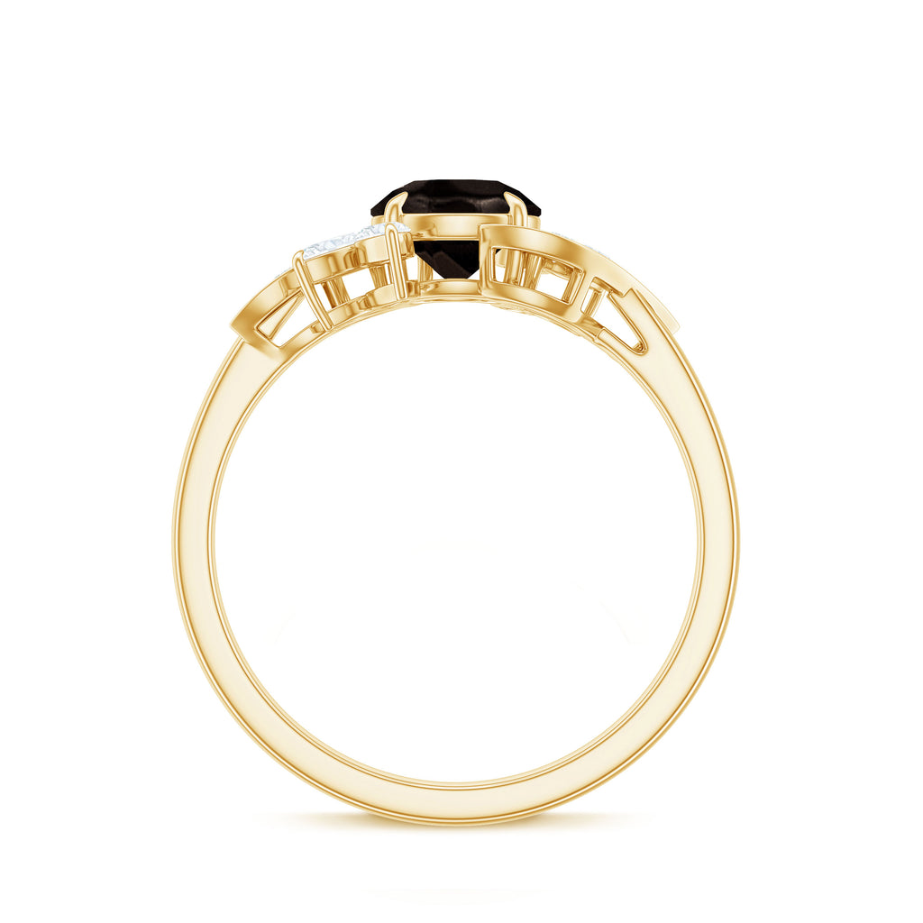 1.25 CT Smoky Quartz Flower Engagement Ring with Diamond Smoky Quartz - ( AAA ) - Quality - Rosec Jewels