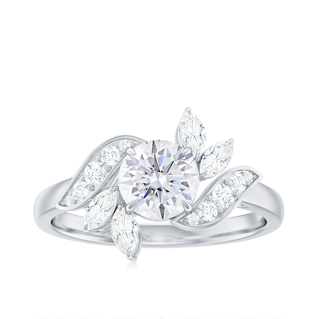 1.75 CT Simulated Diamond Flower Engagement Ring Zircon - ( AAAA ) - Quality - Rosec Jewels