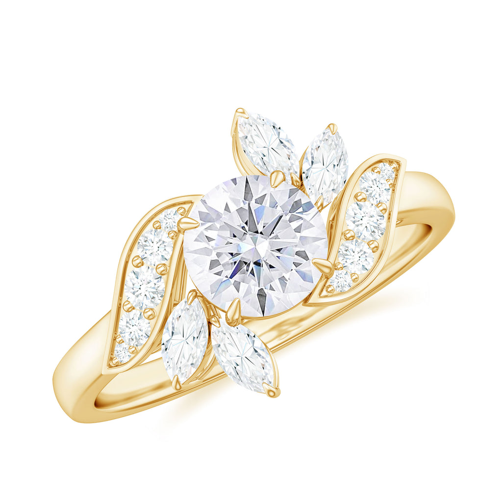 1.75 CT Simulated Diamond Flower Engagement Ring Zircon - ( AAAA ) - Quality - Rosec Jewels