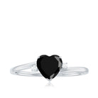 1 CT Heart Shape Black Diamond Solitaire Promise Ring with Diamond Black Diamond - ( AAA ) - Quality - Rosec Jewels