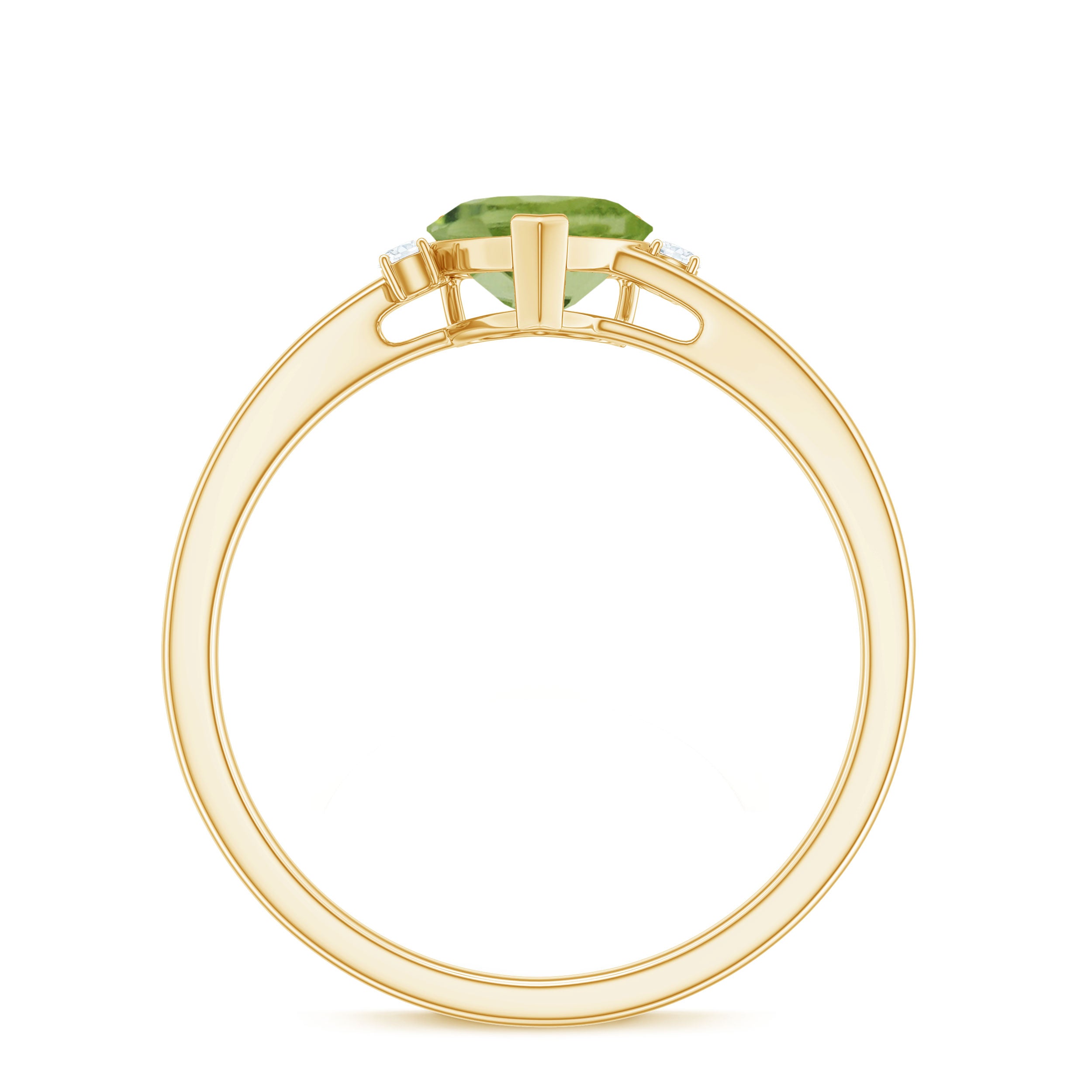 Minimal Peridot Heart Solitaire Promise Ring with Diamond Peridot - ( AAA ) - Quality - Rosec Jewels