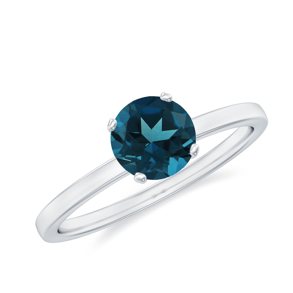 1.25 CT Real London Blue Topaz Solitaire Ring in Gold London Blue Topaz - ( AAA ) - Quality - Rosec Jewels