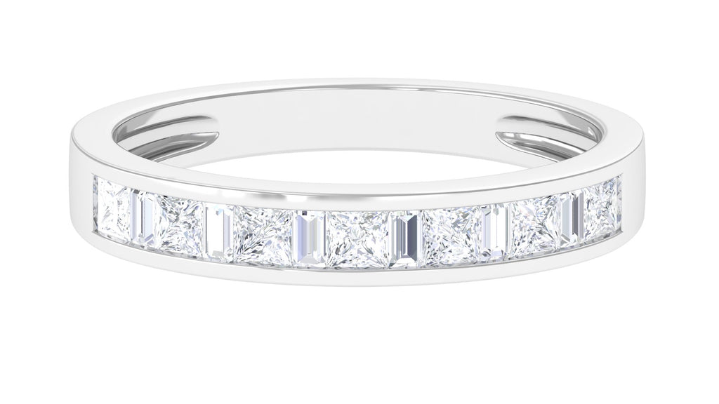 1.25 CT Princess Cut Moissanite Half Eternity Ring in Channel Setting Moissanite - ( D-VS1 ) - Color and Clarity - Rosec Jewels