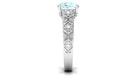 Cushion Cut Solitaire Sky Blue Topaz and Diamond Floral Engagement Ring Sky Blue Topaz - ( AAA ) - Quality - Rosec Jewels