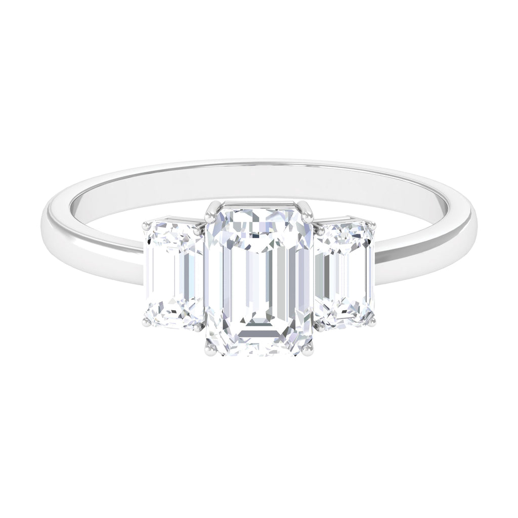 Octagon Shape Cubic Zirconia Three Stone Ring Zircon - ( AAAA ) - Quality - Rosec Jewels