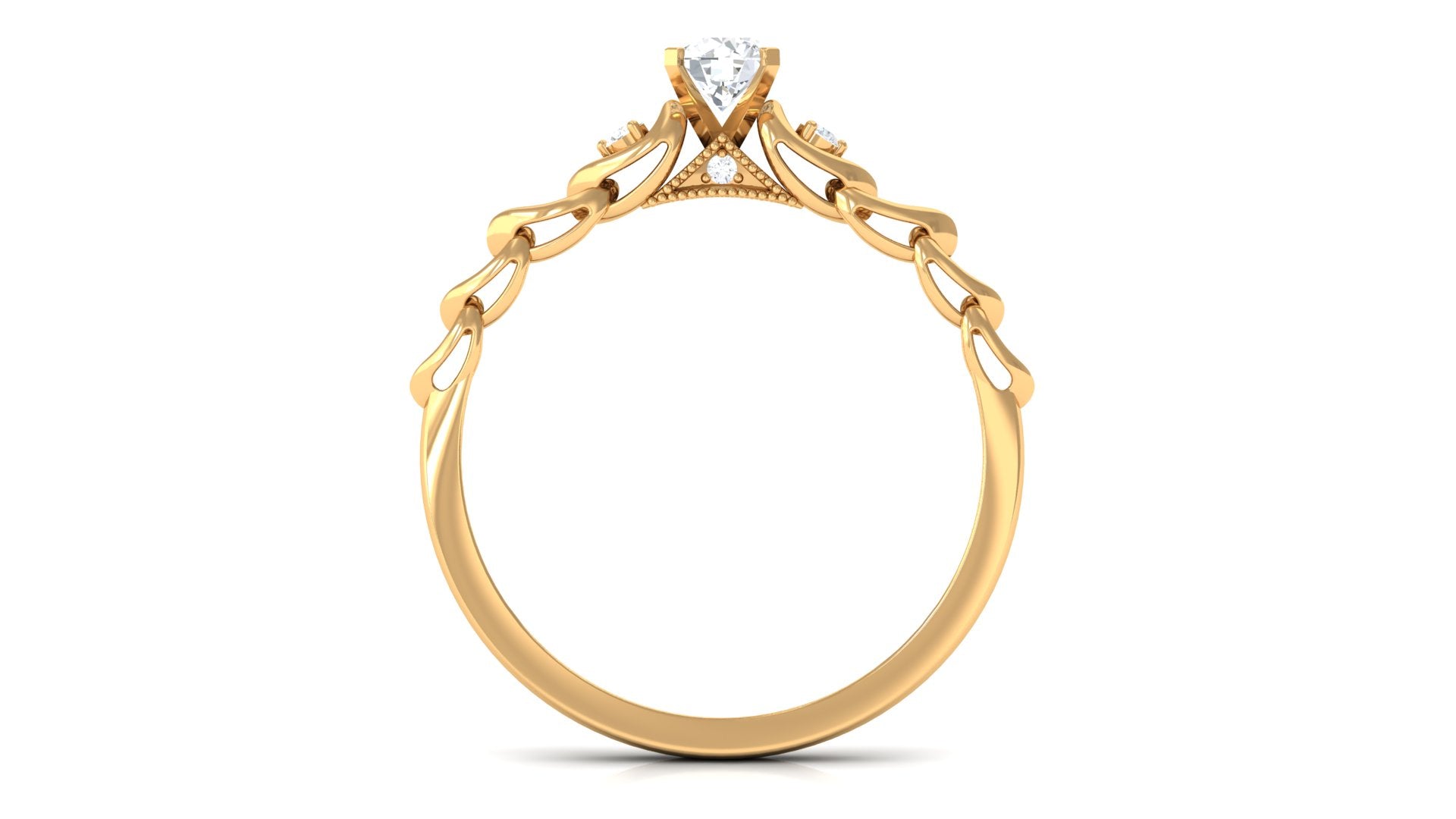 0.50 CT Round Moissanite Designer Promise Gold Ring Moissanite - ( D-VS1 ) - Color and Clarity - Rosec Jewels