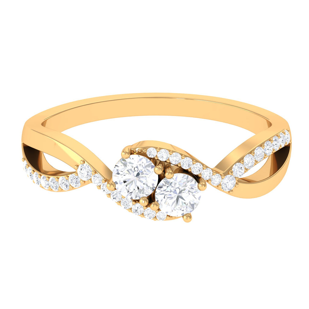 3/4 CT Toi Et Moi Round Moissanite Infinity Gold Ring Moissanite - ( D-VS1 ) - Color and Clarity - Rosec Jewels