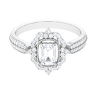 Vintage Style Octagon Zircon Floral Halo Engagement Ring Zircon - ( AAAA ) - Quality - Rosec Jewels