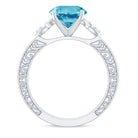Solitaire Swiss Blue Topaz Celtic Knot Engagement Ring with Diamond Swiss Blue Topaz - ( AAA ) - Quality - Rosec Jewels