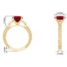 Solitaire Created Ruby Celtic Knot Ring with Diamond Lab Created Ruby - ( AAAA ) - Quality - Rosec Jewels