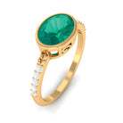 1 CT Oval Cut Emerald East West Engagement Ring with Diamond Emerald - ( AAA ) - Quality - Rosec Jewels