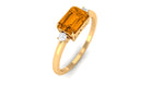 2 CT Octagon Cut Citrine East West Engagement Ring with Diamond Citrine - ( AAA ) - Quality - Rosec Jewels