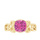 Vintage Style Pink Tourmaline Solitaire Ring in Bezel Setting Pink Tourmaline - ( AAA ) - Quality - Rosec Jewels