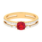 Lab Grown Ruby Anniversary Double Band Ring with Diamond Lab Created Ruby - ( AAAA ) - Quality - Rosec Jewels