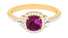 2 CT Cushion Cut Rhodolite Halo Engagement Ring with Diamond Rhodolite - ( AAA ) - Quality - Rosec Jewels