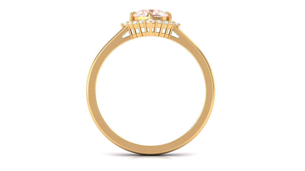 Cushion Cut Morganite Engagement Ring with Diamond Halo Morganite - ( AAA ) - Quality - Rosec Jewels