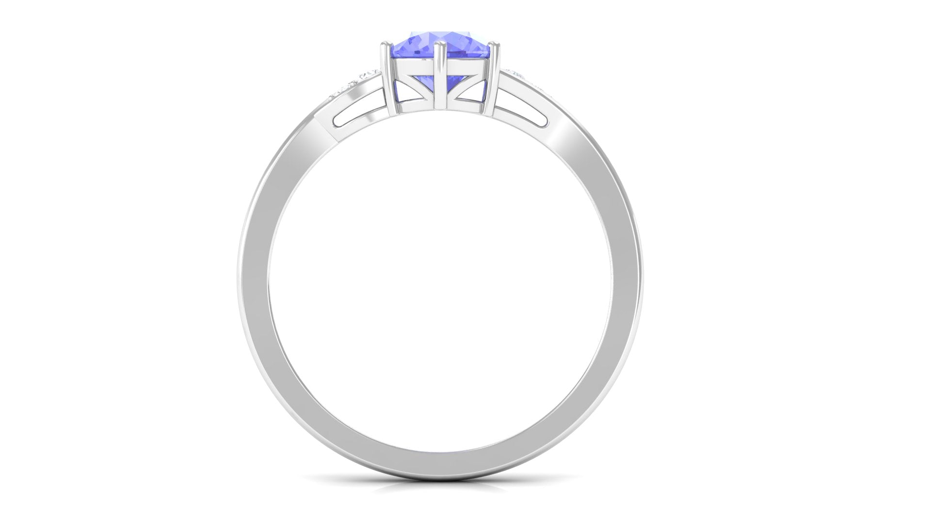 Round Tanzanite Solitaire Engagement Ring with Diamond Tanzanite - ( AAA ) - Quality - Rosec Jewels