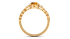 Round Shape Citrine Designer Engagement Ring with Diamond Side Stones Citrine - ( AAA ) - Quality - Rosec Jewels