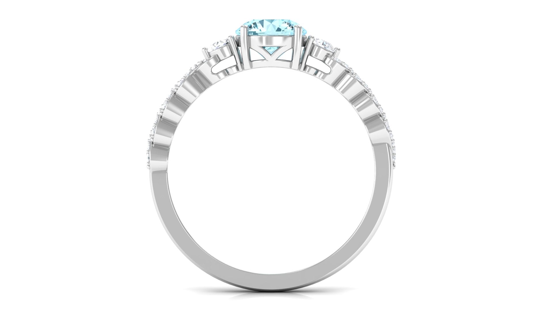 1 CT Solitaire Aquamarine and Diamond Designer Engagement Ring Aquamarine - ( AAA ) - Quality - Rosec Jewels