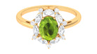 Designer Peridot Engagement Ring with Moissanite Halo Peridot - ( AAA ) - Quality - Rosec Jewels