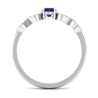Round Blue Sapphire Solitaire Ring with Infinity Diamond Blue Sapphire - ( AAA ) - Quality - Rosec Jewels