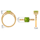 Asscher Cut Peridot Beaded Engagement Ring with Diamond Peridot - ( AAA ) - Quality - Rosec Jewels