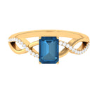 Octagon London Blue Topaz and Diamond Crossover Engagement Ring London Blue Topaz - ( AAA ) - Quality - Rosec Jewels