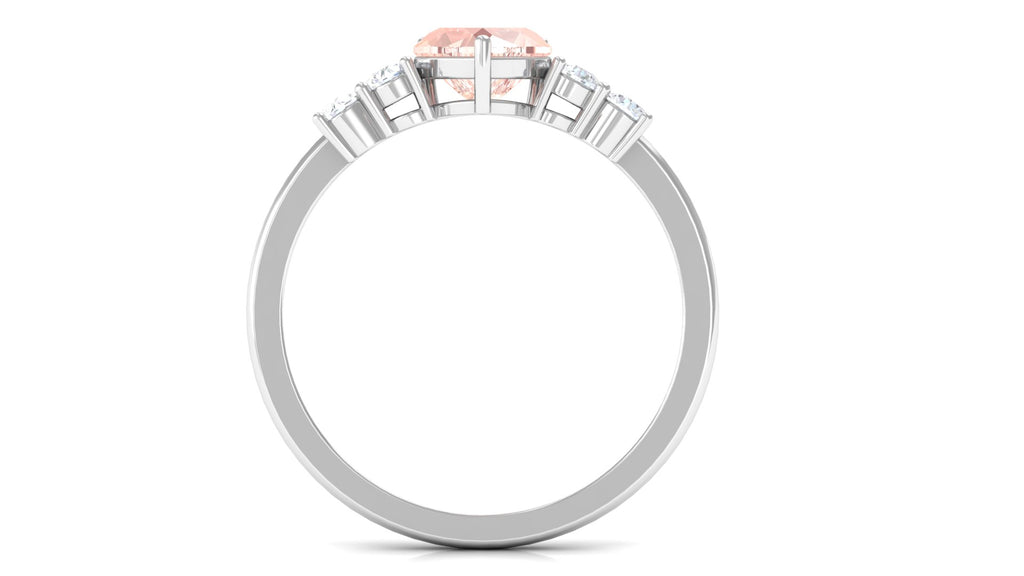 Heart Shape Morganite Solitaire Promise Ring with Diamond Morganite - ( AAA ) - Quality - Rosec Jewels