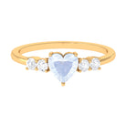 Heart Shape Moonstone Solitaire Promise Ring with Diamond Moonstone - ( AAA ) - Quality - Rosec Jewels
