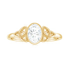 Oval Moissanite Solitaire Celtic Knot Ring in Bezel Setting Moissanite - ( D-VS1 ) - Color and Clarity - Rosec Jewels