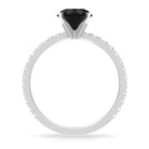 1.75 CT Simple Black Diamond Solitaire Ring with White Diamond Side Stones Black Diamond - ( AAA ) - Quality - Rosec Jewels