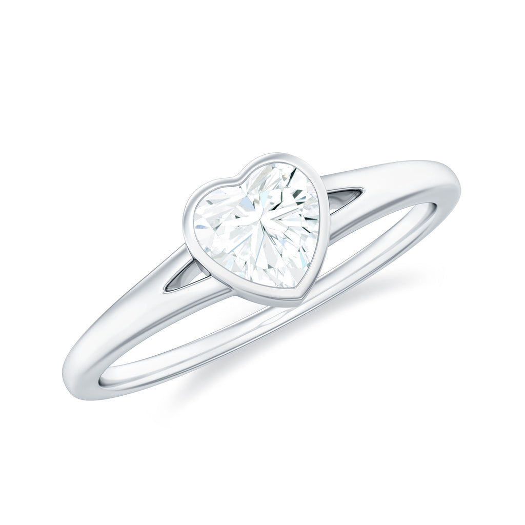 Heart Shape Lab Grown Diamond Solitaire Ring in Split Shank Lab Grown Diamond - ( EF-VS ) - Color and Clarity - Rosec Jewels