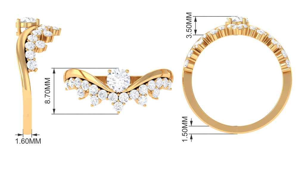 Designer Lab Grown Diamond Curved Engagement Ring