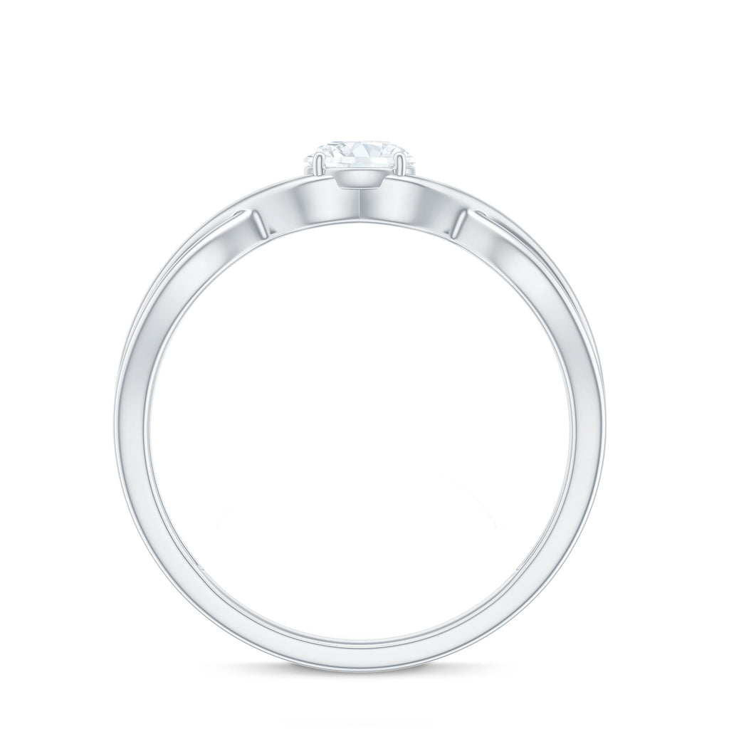 Round Lab Grown Diamond Solitaire Promise Ring in Crossover Shank
