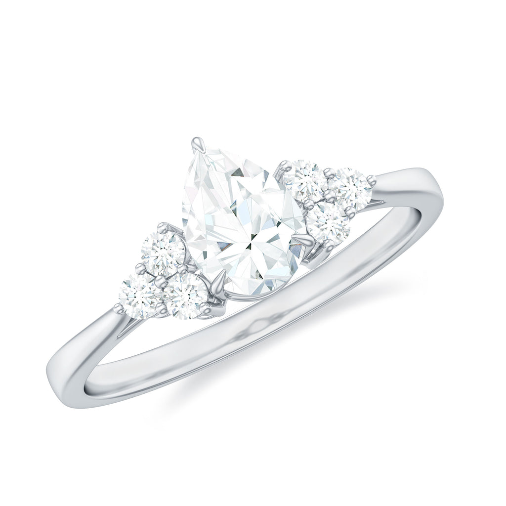 Pear Cut Lab Grown Diamond Trio Engagement Ring Lab Grown Diamond - ( EF-VS ) - Color and Clarity - Rosec Jewels