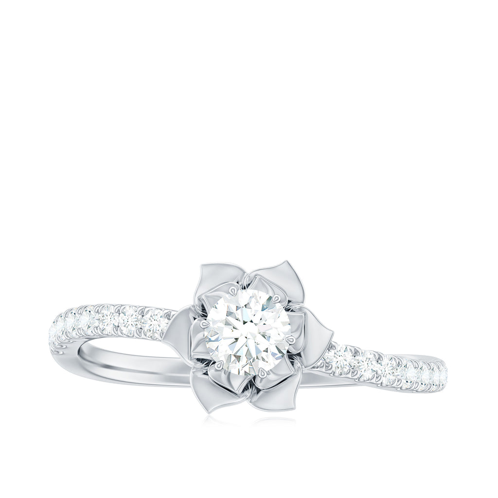 Nature Inspired Floral Engagement Ring with Lab Grown Diamond