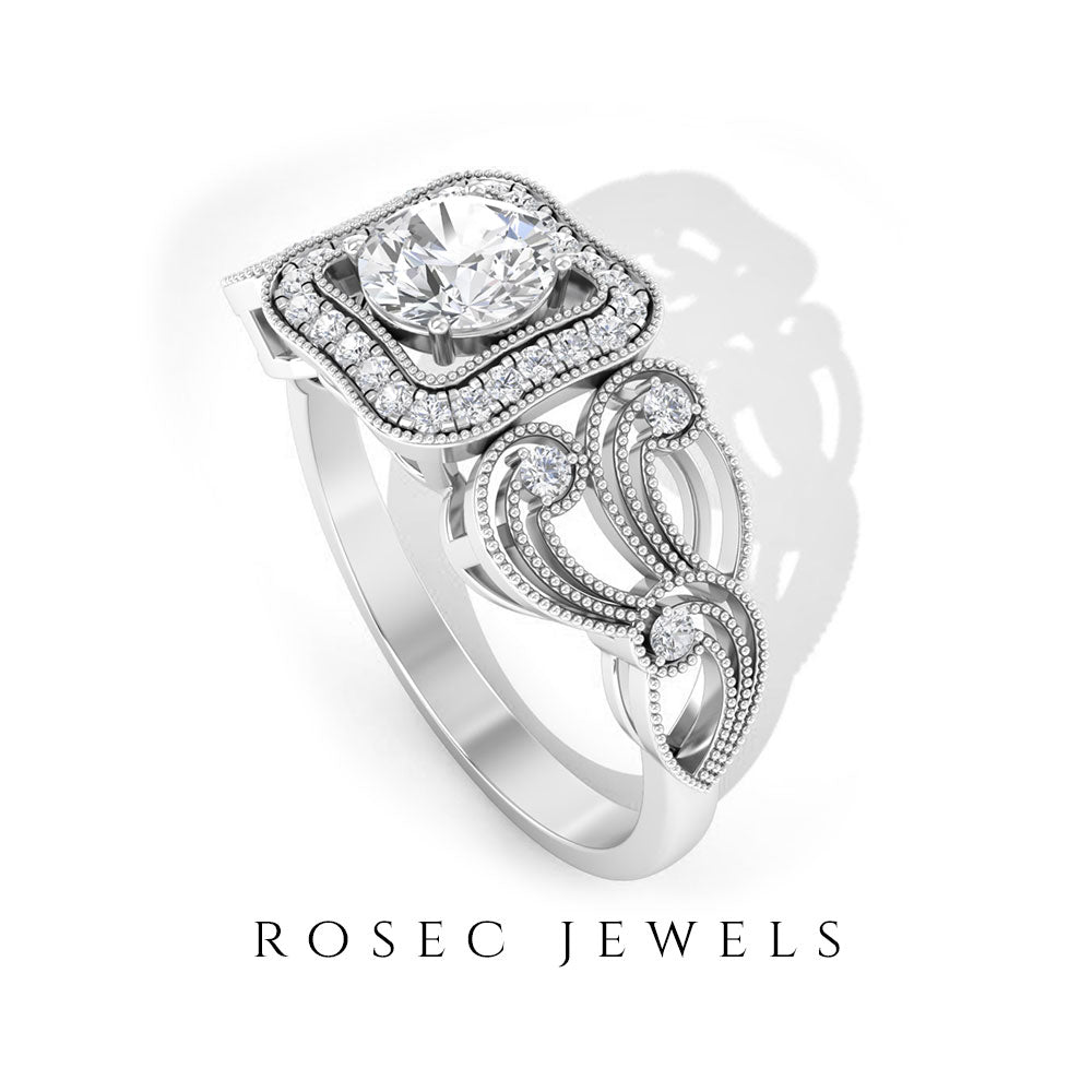 Lab Grown Diamond Vintage Inspired Engagement Ring